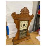 Seth Thomas 298B Oak Gingerbread Shelf Clock approx 26in Untested