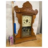 Seth Thomas 298B Oak Gingerbread Shelf Clock approx 26in Untested