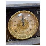Antique Mantel Clock Black Case Roman Dial Decorative Feet Untested