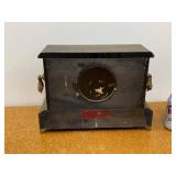 Antique Mantel Clock Black Case Roman Dial Decorative Feet Untested