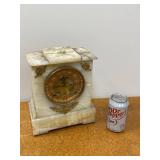Ansonia Mantel Clock White Onyx Case Brass Dial Untested Antique