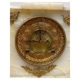 Ansonia Mantel Clock White Onyx Case Brass Dial Untested Antique