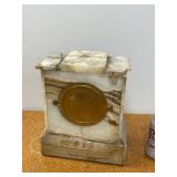 Ansonia Mantel Clock White Onyx Case Brass Dial Untested Antique