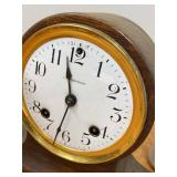 Ansonia Mantel Clock Wood Tambour Case Brass Bezel Vintage