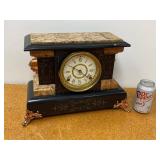 Antique Seth Thomas Mantel Clock Black Adamantine Case See Photos