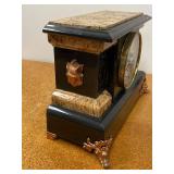 Antique Seth Thomas Mantel Clock Black Adamantine Case See Photos