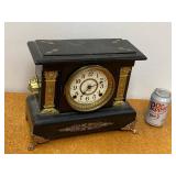 Seth Thomas Adamantine Mantel Clock Black Case Untested Antique