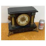 Seth Thomas Antique Mantel Clock Black Case Faux Marble Untested