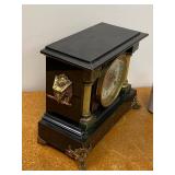 Seth Thomas Antique Mantel Clock Black Case Faux Marble Untested