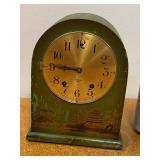 Gilbert Mantel Clock 1807 Chinoiserie Green Wooden Case Vintage