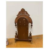 Antique Gingerbread Mantel Clock Walnut Case Pendulum Key Wind