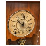 Antique Shelf Mantel Clock Wood Case Pendulum Strike Untested
