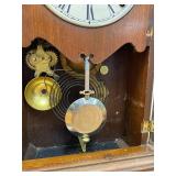 Seth Thomas Walnut Mantel Shelf Clock w Pendulum Gilt Glass Untested