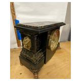 Sessions Black Adamantine Mantel Clock Ornate Gilt Dial Approx. 12in