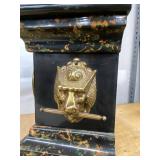 Sessions Black Adamantine Mantel Clock Ornate Gilt Dial Approx. 12in