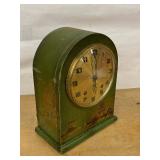 Gilbert Chinoiserie Green Arch Mantel Clock Vintage Wood Case Untested