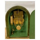 Gilbert Chinoiserie Green Arch Mantel Clock Vintage Wood Case Untested