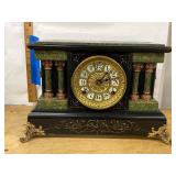 Seth Thomas Adamantine Mantel Clock Black Green Case Untested