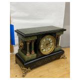 Seth Thomas Adamantine Mantel Clock Black Green Case Untested