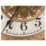 Antique Black Mantel Clock with Gilt Trim and Columns Approx. 14in