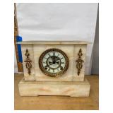 Ansonia Onyx Mantel Clock Antique Stone Case Roman Dial Approx 12.5in
