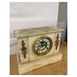 Ansonia Onyx Mantel Clock Antique Stone Case Roman Dial Approx 12.5in