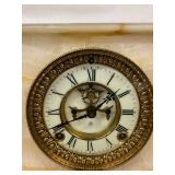 Ansonia Onyx Mantel Clock Antique Stone Case Roman Dial Approx 12.5in