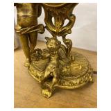 New Haven Figural Cherub Gilt Metal Mantel Clock Approx 11in