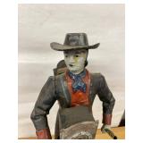 Antique Figural Gentleman Novelty Clock Hand Painted Metal Shelf Clock