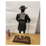Antique Figural Gentleman Novelty Clock Hand Painted Metal Shelf Clock