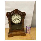 Antique Wooden Mantel Clock Roman Dial Glass Door Pendulum Untested