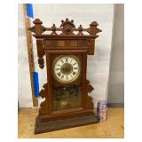 Antique Victorian Gingerbread Shelf Clock Walnut Case Approx 24in