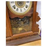Antique Victorian Gingerbread Shelf Clock Walnut Case Approx 24in