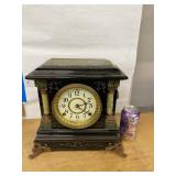 Seth Thomas Adamantine Mantel Clock Black Case Approx. Antique