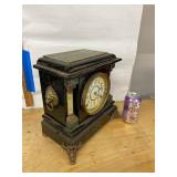 Seth Thomas Adamantine Mantel Clock Black Case Approx. Antique