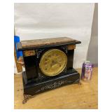 Seth Thomas Mantel Shelf Clock Black Case Marble Top Untested