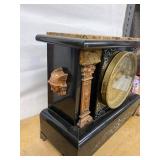 Seth Thomas Clark Mantel Clock Black Adamantine Antique Untested