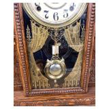 W.L. Gilbert Ivy Antique Gingerbread Mantel Clock Carved Case Untested