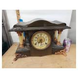 Seth Thomas Adamantine Mantel Clock w Key Pendulum Antique