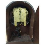 Seth Thomas Tambour Mantel Clock Wood Case Mechanical Vintage