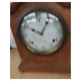 Antique Wooden Mantel Clock Wind Up Brass Bezel Untested Decor