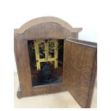 Antique Wooden Mantel Clock Wind Up Brass Bezel Untested Decor