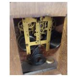 Antique Wooden Mantel Clock Wind Up Brass Bezel Untested Decor
