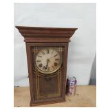Sessions Wall Clock Wooden Pendulum Case Roman Dial Untested
