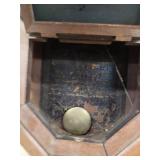 Antique Octagon Drop Wall Clock Wooden Case Pendulum See Photos