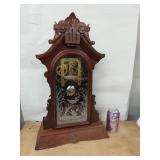 Wm. L. Gilbert Antique Shelf Clock Gingerbread Case Etched Glass