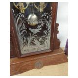 Wm. L. Gilbert Antique Shelf Clock Gingerbread Case Etched Glass