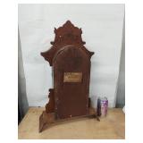 Wm. L. Gilbert Antique Shelf Clock Gingerbread Case Etched Glass