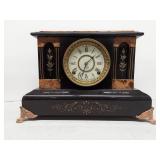 Seth Thomas Antique Mantel Clock Black Case Roman Dial Approx 14in