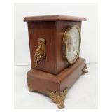 Sessions antique mantel clock walnut case brass trim untested